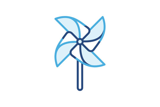 Blue Pinwheel Flat Vector Illustration