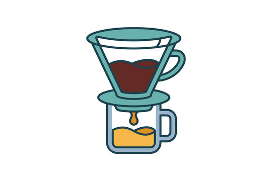 Pour Over Coffee Dripper Vector Illustration