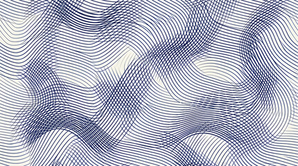 Fototapeta premium Seamless vector optical moiré wave pattern featuring fine intersecting curved line grids with geometric interference effect for modern backgrounds