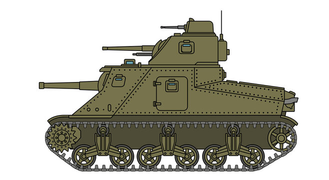 Military Tank Cartoon Vector Illustration