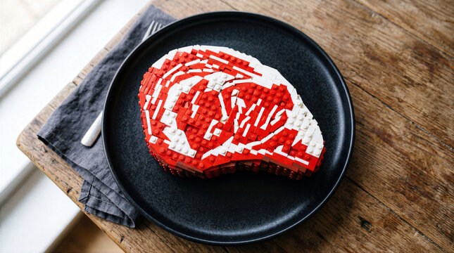 Wagyu Steak Building Brick Sculp Editorial Meat Photography