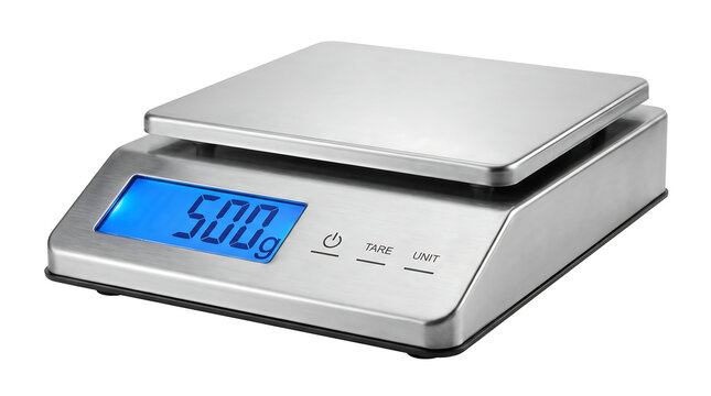 Digital Stainless Steel Kitchen Scale Isolated on White