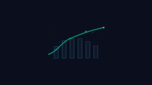 Abstract Financial Growth Chart Animation showing Increasing Profit Curves and Data Columns