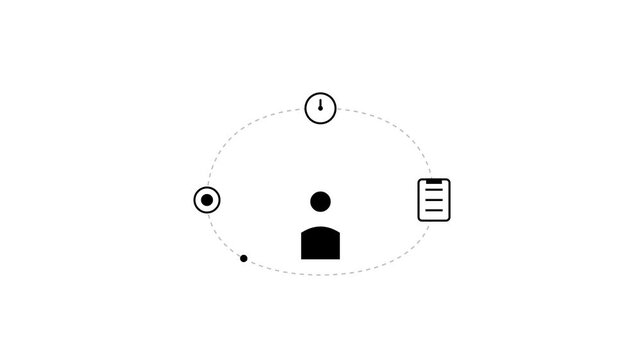 This minimalist vector animation effectively illustrates corporate time management and workflow concepts for business presentations.