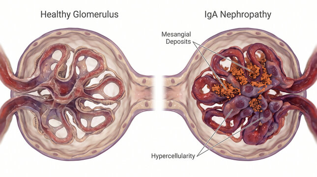 3D Medical Comparison of Healthy Glomerulus and IgA Nephropathy Disease