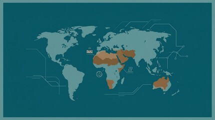 Naklejka premium World map illustration highlighting global drought and desertification