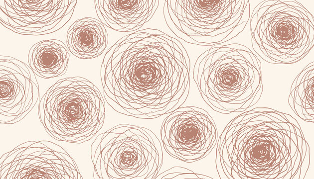 Abstract Floral Pattern Seamless Background - Hand Drawn Rose Circles