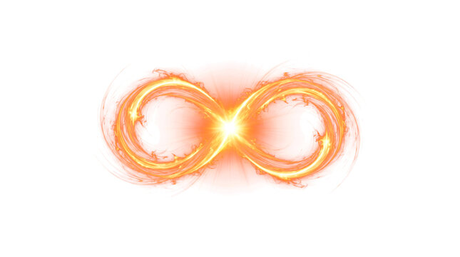 Topaz orange energy crescent arcs infinity loop light effect isolated on transparent background for premium design compositions