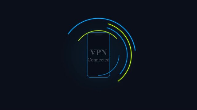 VPN Connected Animation showing Secure Connection on Mobile Phone