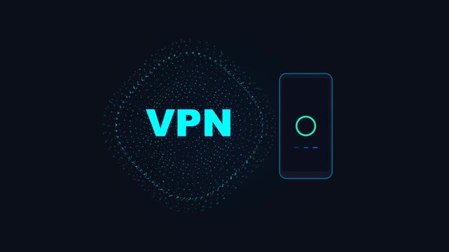 VPN Cybersecurity Technology with Digital Shield and Data Protection Animation