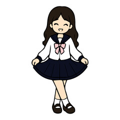 Animation, vector design, and illustration of a cute cartoon school uniform.
