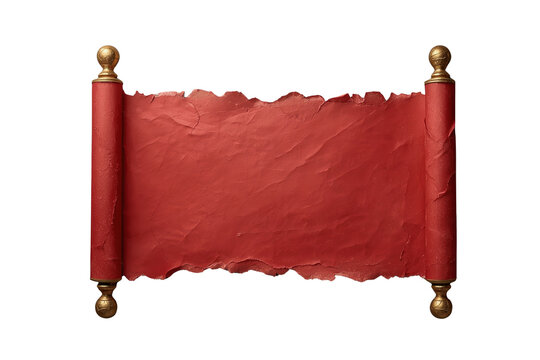 Rectangular red scroll banner with rolled side supports