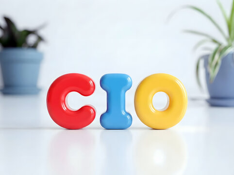 CIO Concept With Colorful Glossy Letters Representing Modern Technology Leadership Digital Innovation And Creative Business Strategy