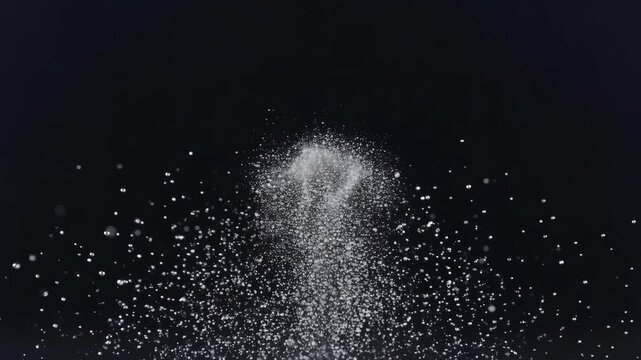 Water droplet explosion spray black background with fine particle cloud and abstract motion effect water explosion droplet abstract motion dark background with sparkling particle cloud and misty