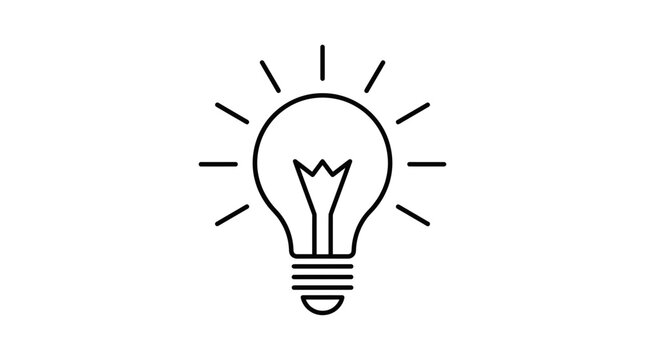 Minimalist lightbulb icon symbolizing innovation creativity and ideas for business design projects and technology themes