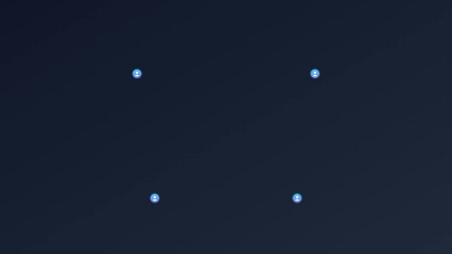 Abstract Minimalist Glowing Four Dots Points Interface Frame Corner Markers on Dark Blue Background for Tracking Science Cyber Technology Digital Futuristic Design