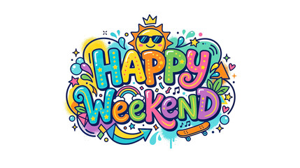 Fototapeta premium Happy Weekend Fun Colorful Graffiti Art