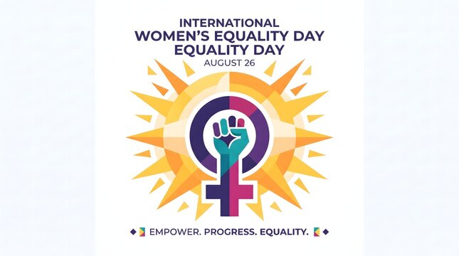 International women's equality day sunburst graphic illustration with equality sunburst feminism
