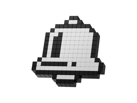 Minimal pixel art bell icon with clapper isolated on transparent background