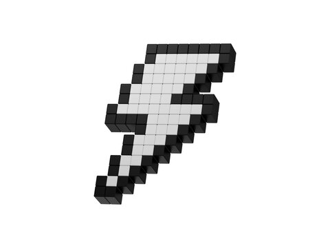 Minimalist pixel art arrow pointing diagonally on clean background isolated on transparent background