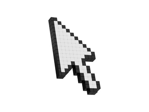 Simple black and white computer mouse cursor icon isolated on transparent background