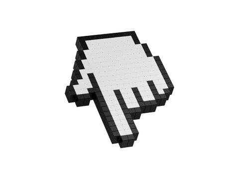 Black and white hand clicking icon with cursor isolated on transparent background
