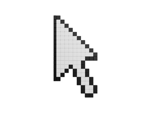 Pixel style mouse cursor clicking on a white background isolated on transparent background