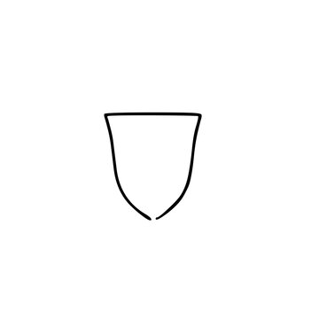 Minimalist shield icon outline, simple heraldic crest shape for security and protection design
