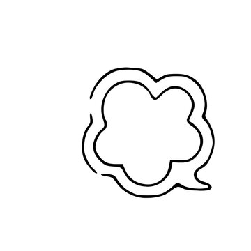 Hand drawn speech bubble icon, simple cloud shaped thought balloon sketch