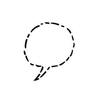 Hand drawn dashed speech bubble icon for communication and chat interface design elements.