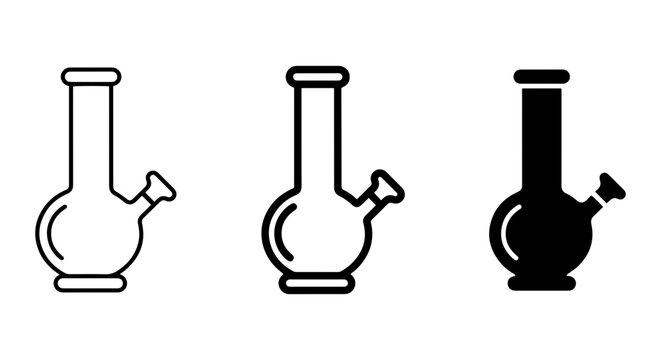Bong Icons, Water Pipe Vector Graphics, Cannabis Smoking Device Symbols, Medical Marijuana Accessories