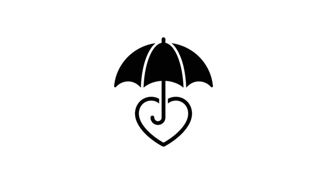 Minimalist Umbrella Heart Icon Concept