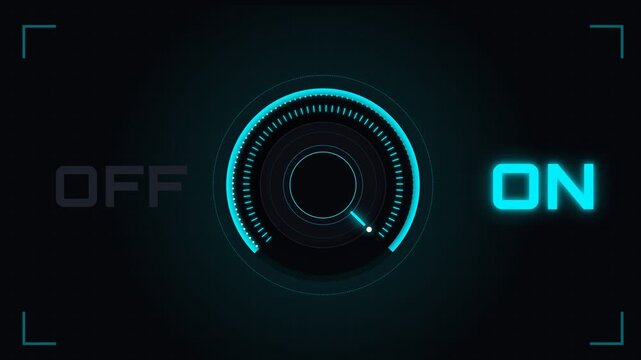 Futuristic Digital HUD Power Switch Interface Turning On and Off Red Blue Graphic