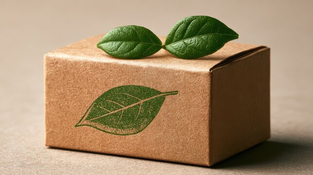 Eco-friendly recycled paper box featuring plant-based ink printing, highlighting sustainable packaging and environmentally conscious design for green branding and marketing.