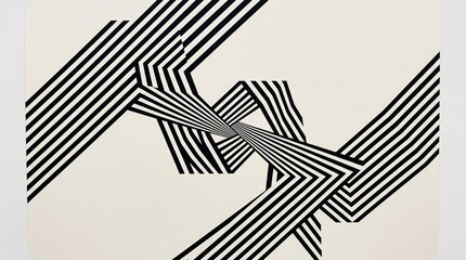 Abstract geometric knot pattern with black and white stripes © Israt