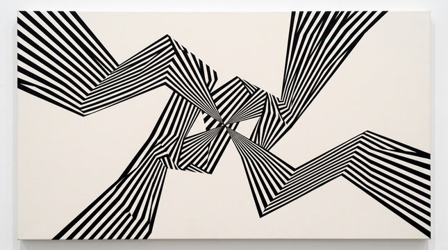 Abstract black and white geometric pattern with 3d perspective