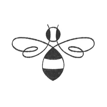 Minimalist Hand-Drawn Charcoal Bee Sketch Icon