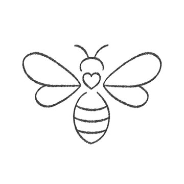 Minimalist Hand-Drawn Charcoal Bee Sketch Icon