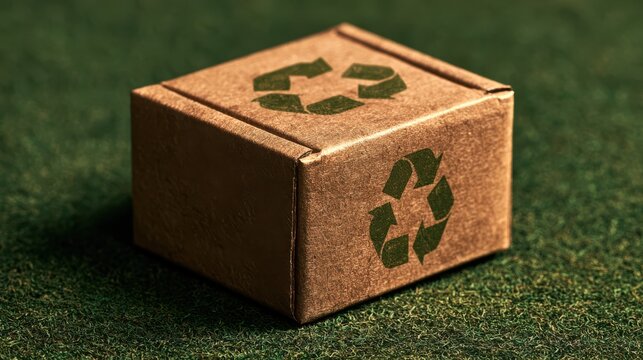 Eco-friendly recycled paper box printed with plant-based ink, showcasing sustainable packaging and environmentally conscious design for green product branding.