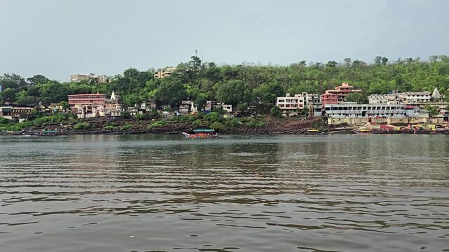 A Shot of Omkareshwar Jyotirlinga and Narmada River, Madhya Pradesh
