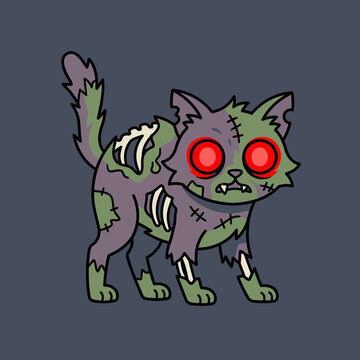 Cartoon zombie cat illustration isolated
