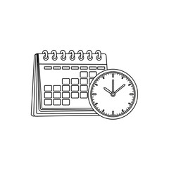 Fototapeta premium Calendar and clock line art icon for time management and scheduling.