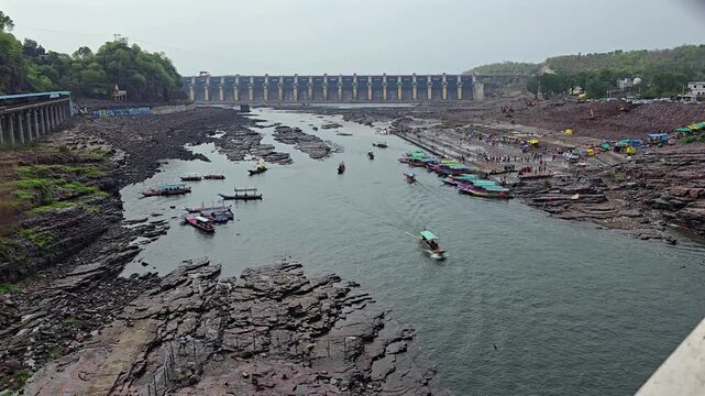 A Shot of Omkareshwar Jyotirlinga and Narmada River, Madhya Pradesh