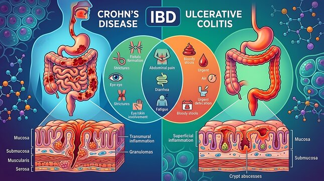 Medical comparison of crohn's disease and ulcerative colitis