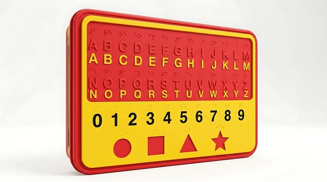 Educational alphabet and number board for children learning letters and basic shapes