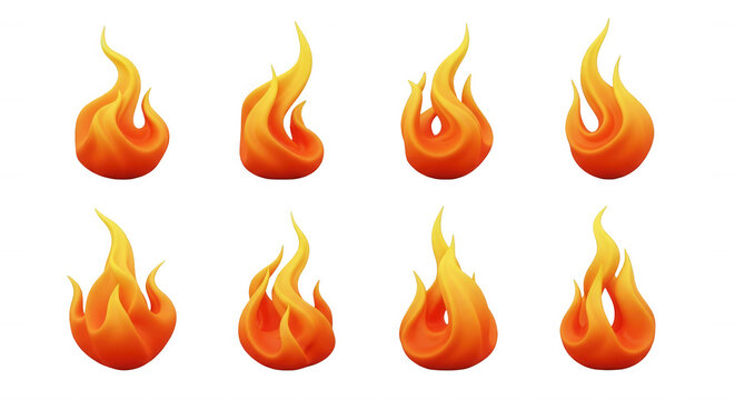 animated cartoon flames on a white background useful for heat or danger graphic design and animation
