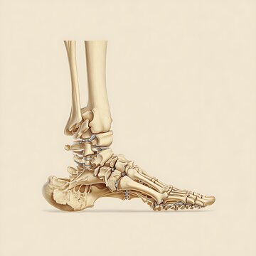 Detailed 3D anatomical model of human foot and lower leg bones