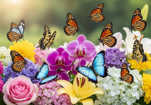 A Symphony of Wings: Butterflies Dance Among Blooming Delights