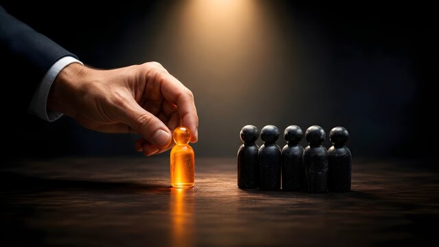 Business leader choosing a talented individual from a group