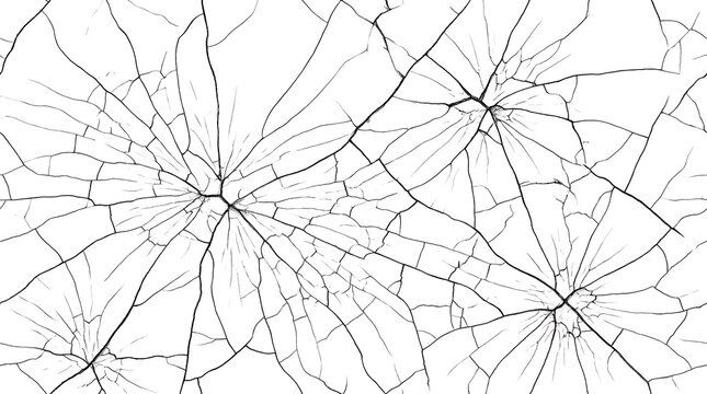 Abstract texture of black broken glass cracks lines pattern on a flat surface representing damage and destruction
